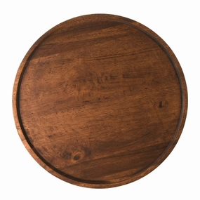 Dark Brown Round Acacia Wood Tray Serveware clearance shop