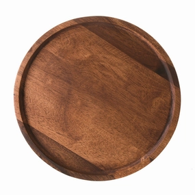 Dark Brown Round Acacia Wood Tray Serveware clearance shop