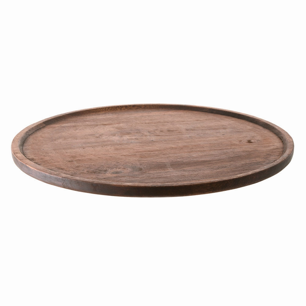 Dark Brown Round Acacia Wood Tray