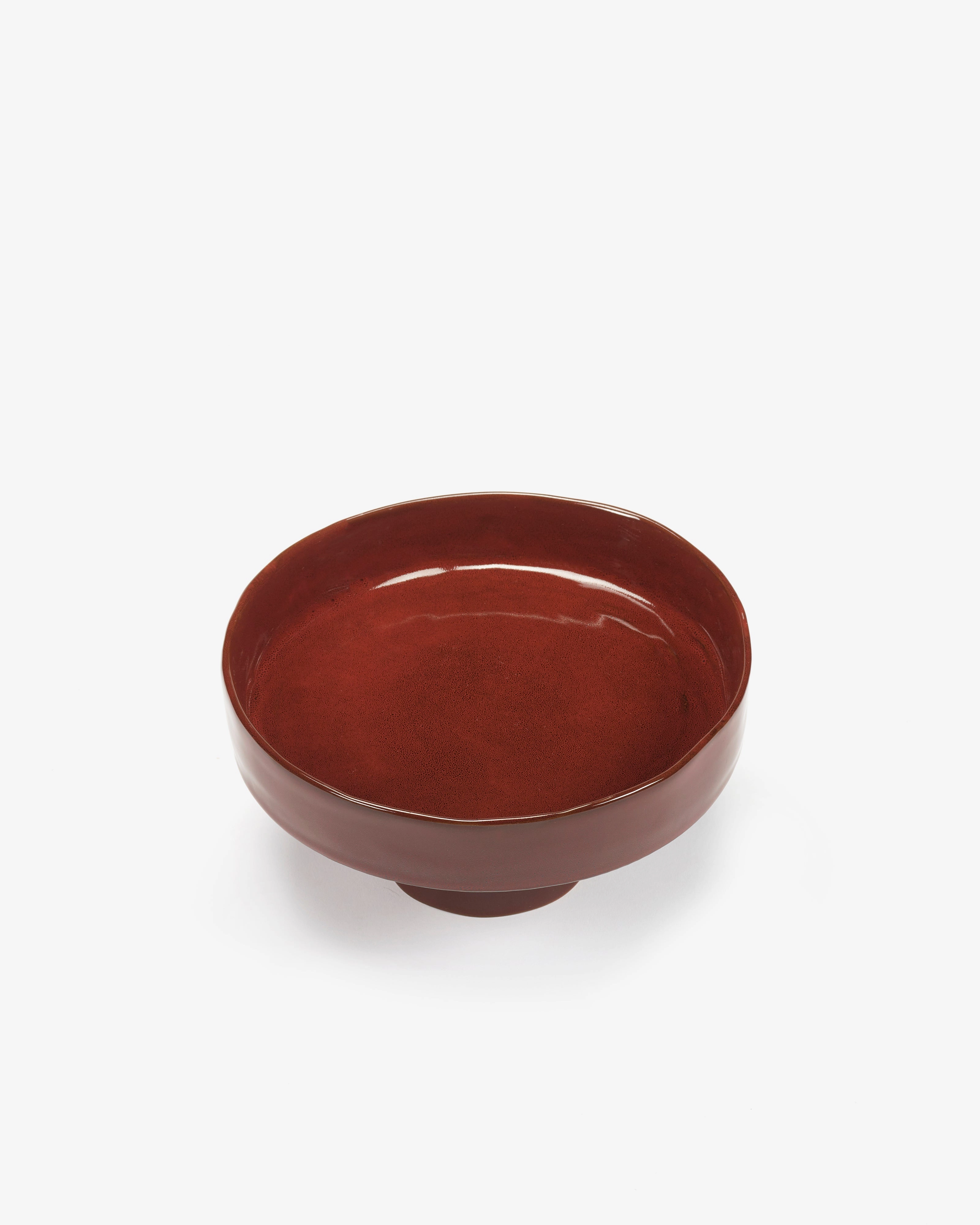 Deep plate on foot L venetian red La Mre