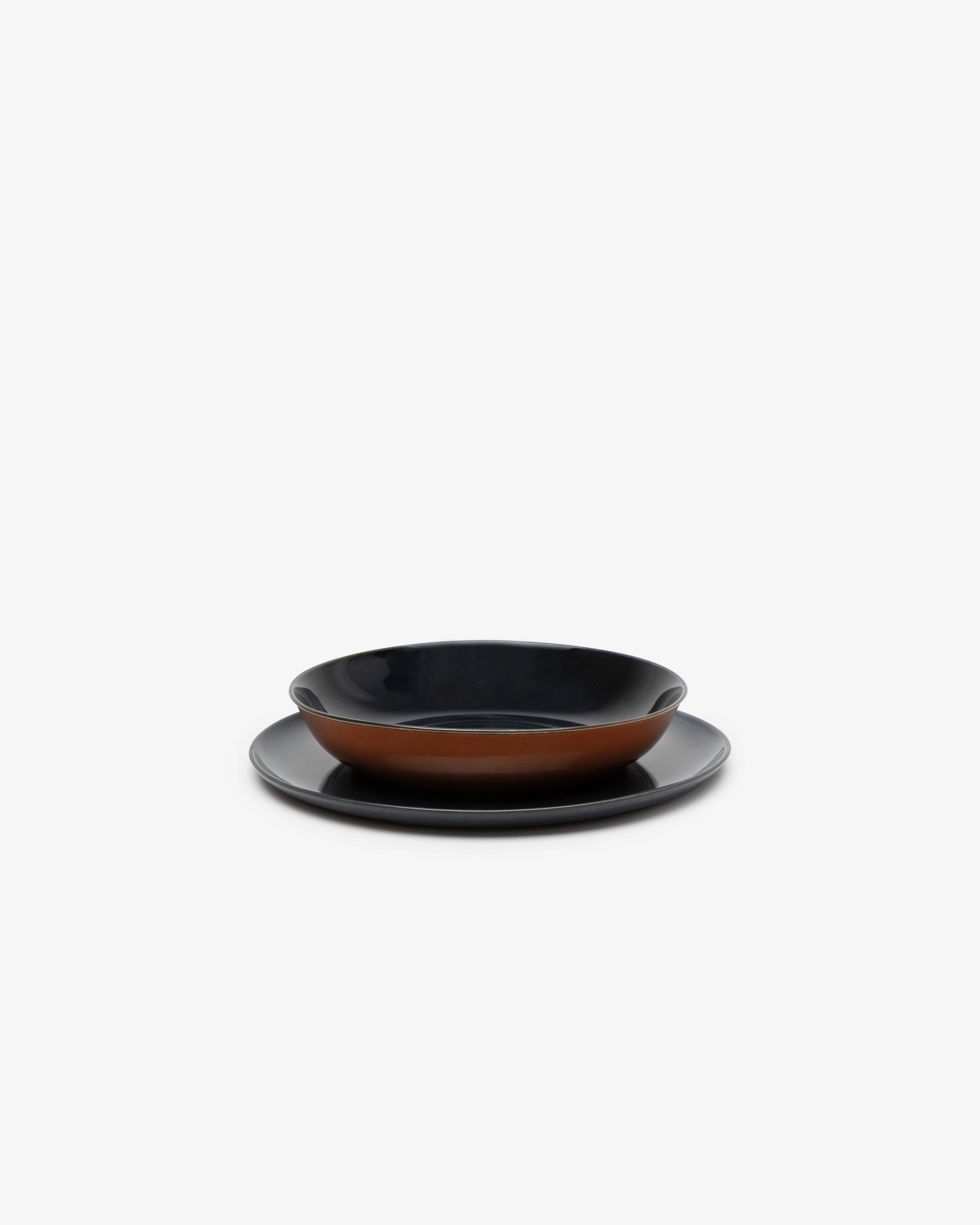 Deep plate S dark blue/rust Terres de rves