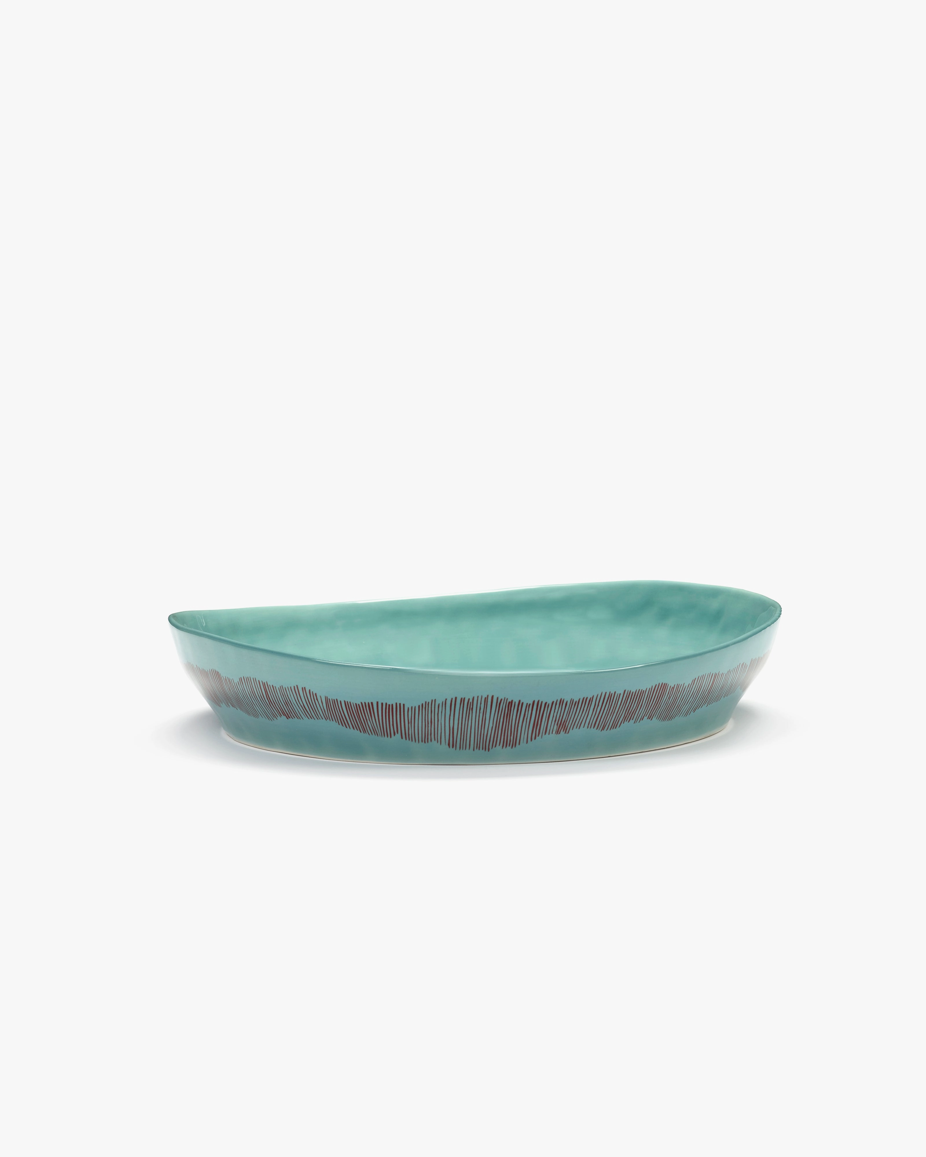 Deep serving plate S azure - red stripes Feast Buy Dinnerware online shop