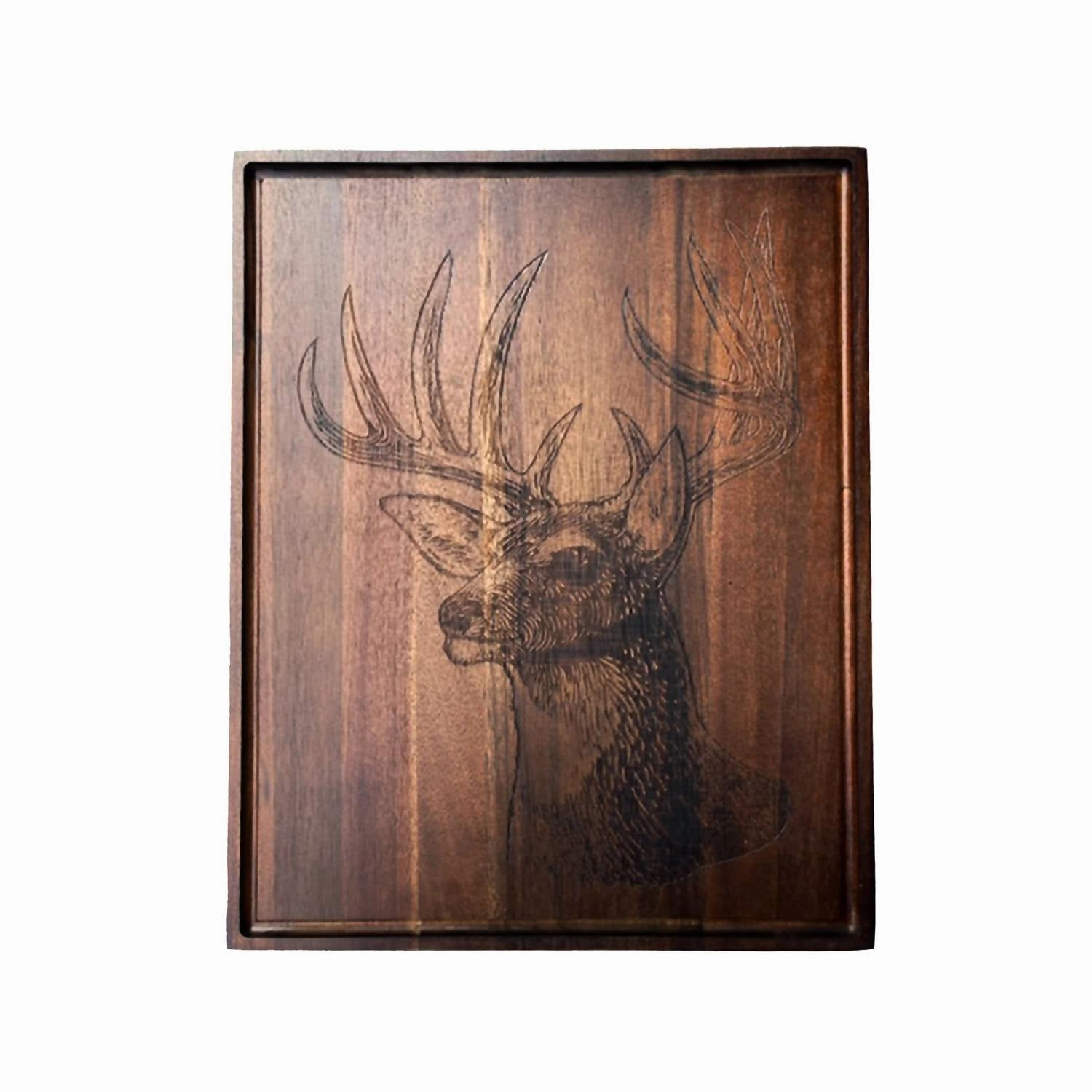 Deer Hunting Wood Board In Dark Wood Cutlery knife sets deals