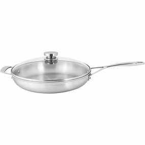 Demeyere Essential 5-ply 12.5-inch Stainless Steel Fry Pan with Lid Cookware online kitchen sale