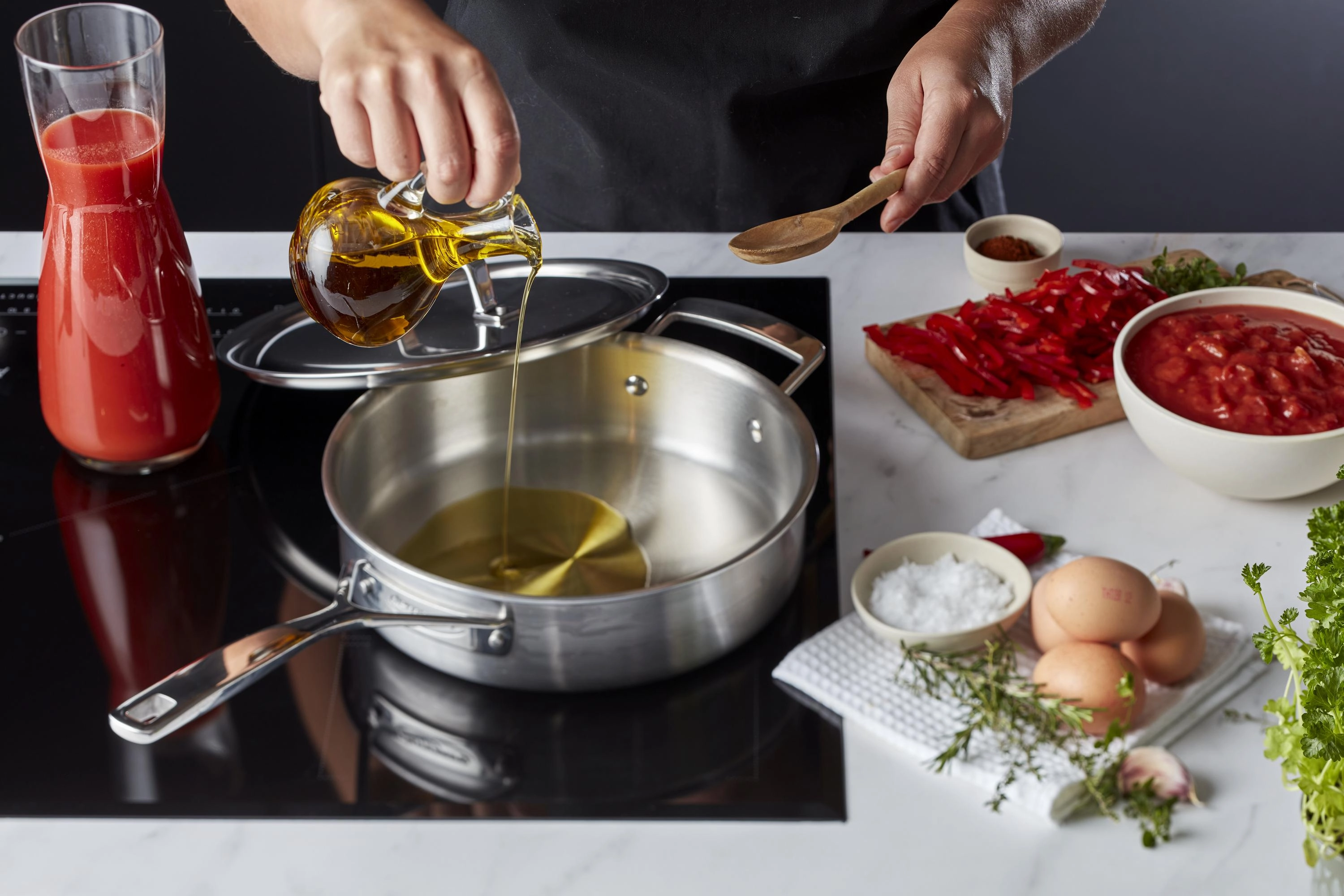 Demeyere Essential 5-ply 3-qt Stainless Steel Saute Pan with Lid