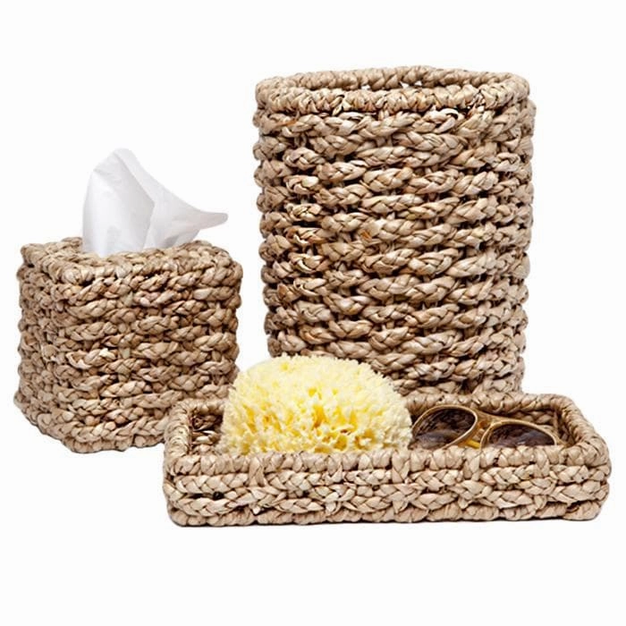 Destin Seagrass Square Waste Basket, Tapered