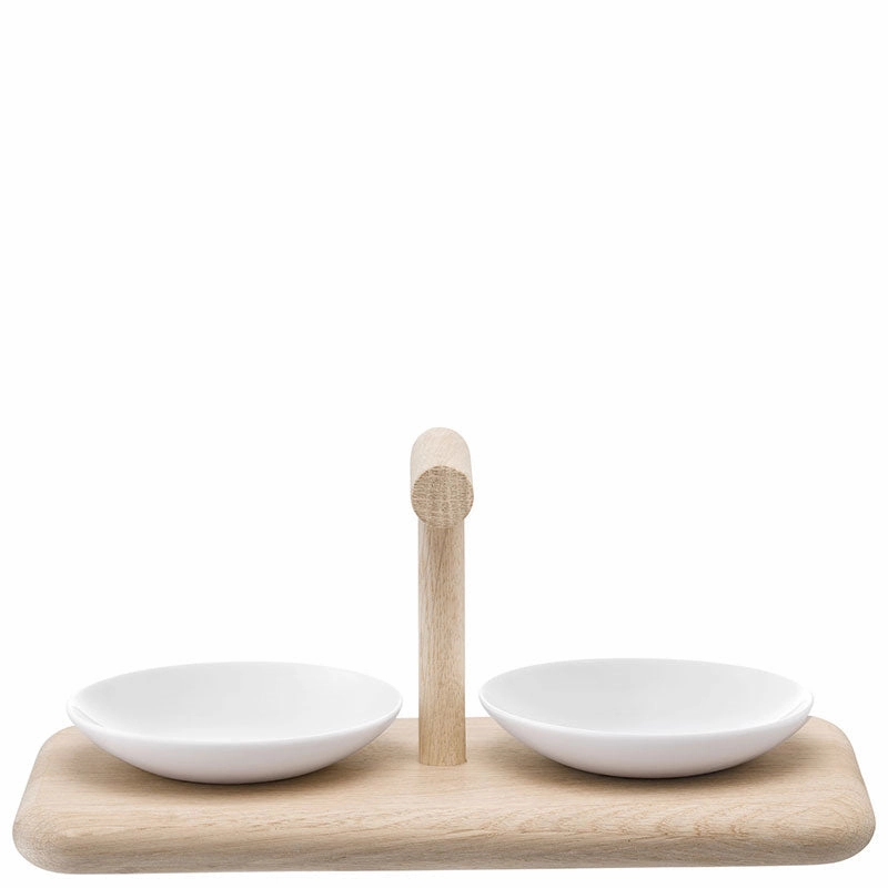 Dine Condiment Set with Oak Base 27cm, White Serveware Good quality and affordable