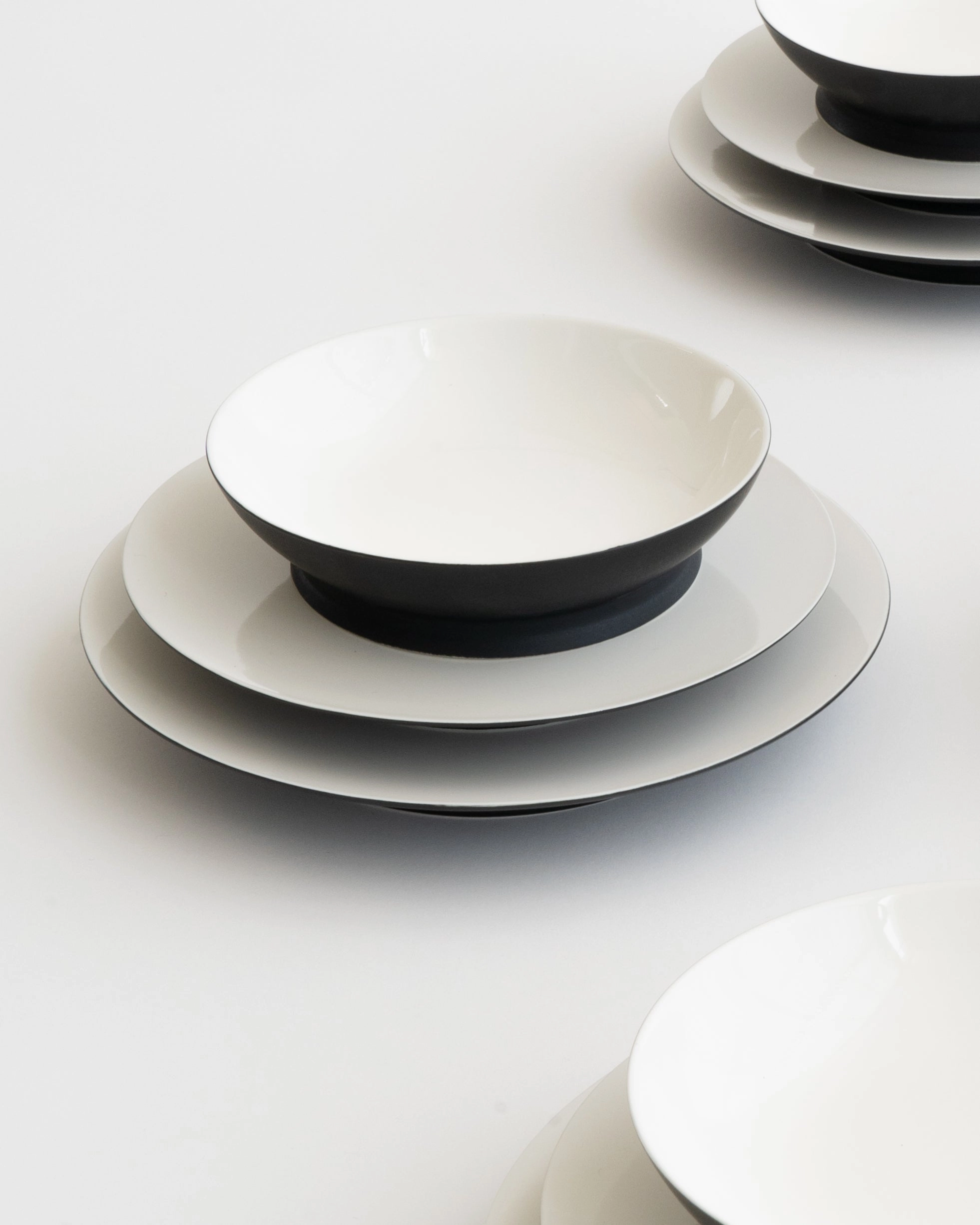Dinner Set 12 pieces Black/off white Ra