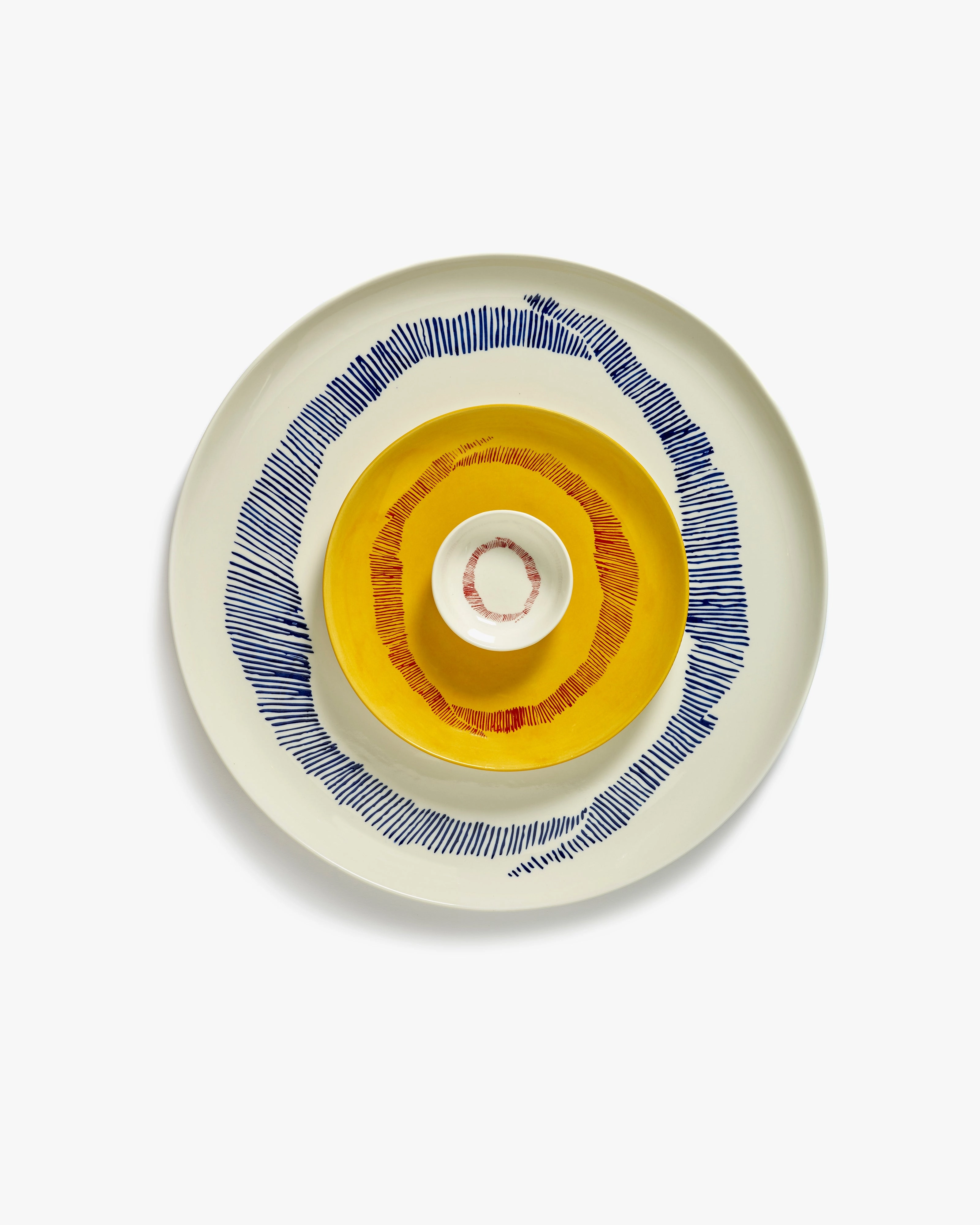 Dish XS white swirl - red stripes Feast