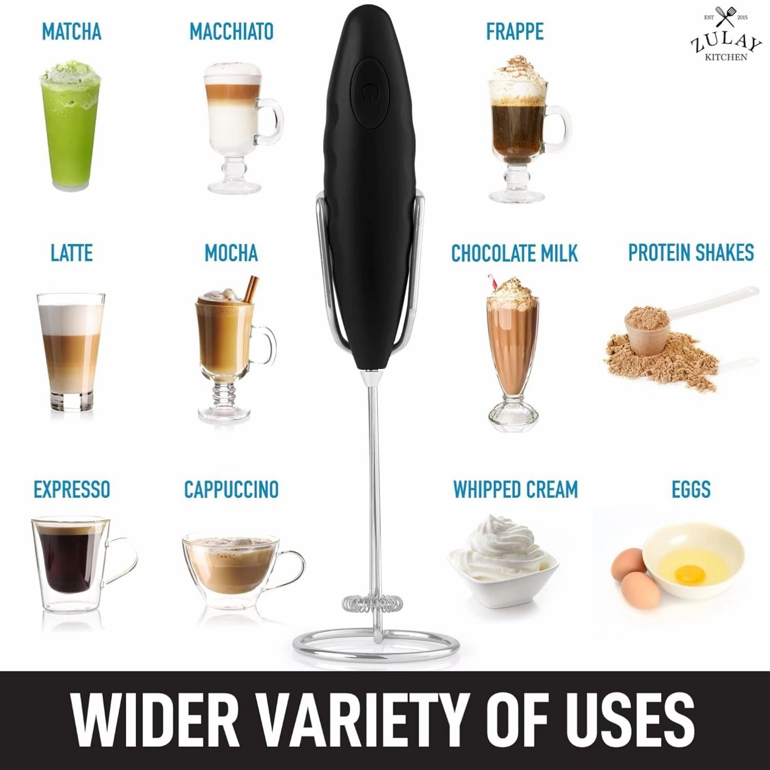 Double Grip Milk Frother for Coffee With Upgraded Holster Stand