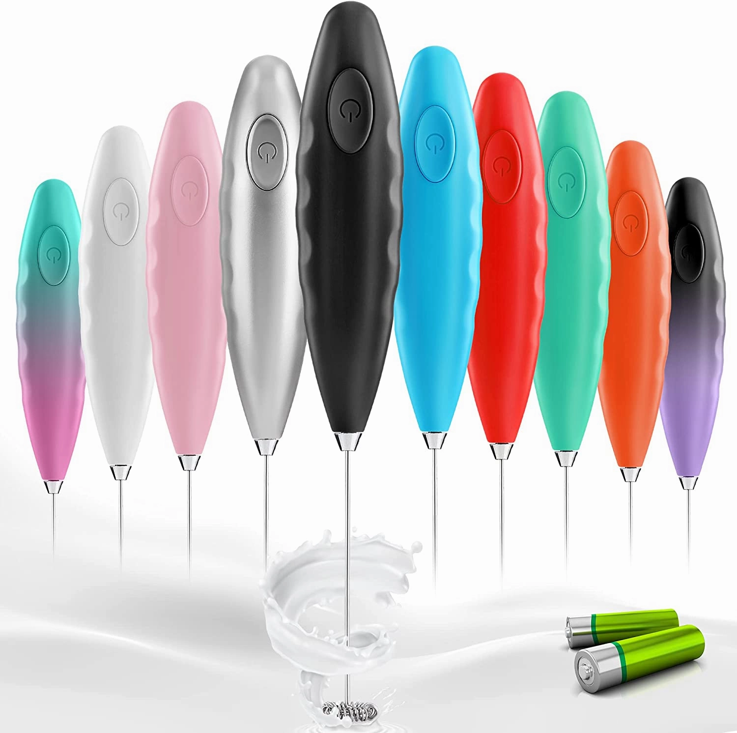 Double Grip Milk Frother Handheld (Batteries Included)