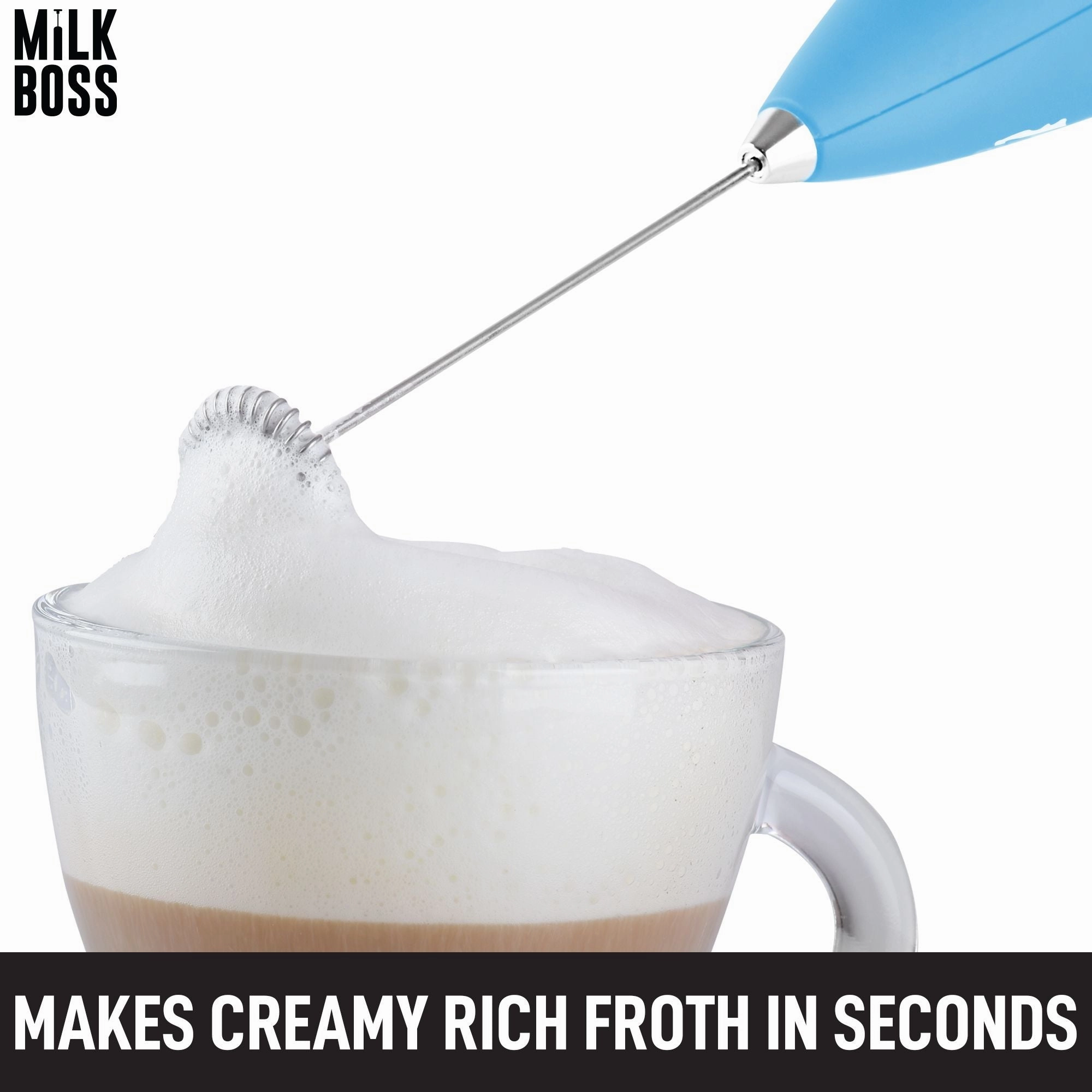 Double Grip Milk Frother Handheld (Batteries Included)