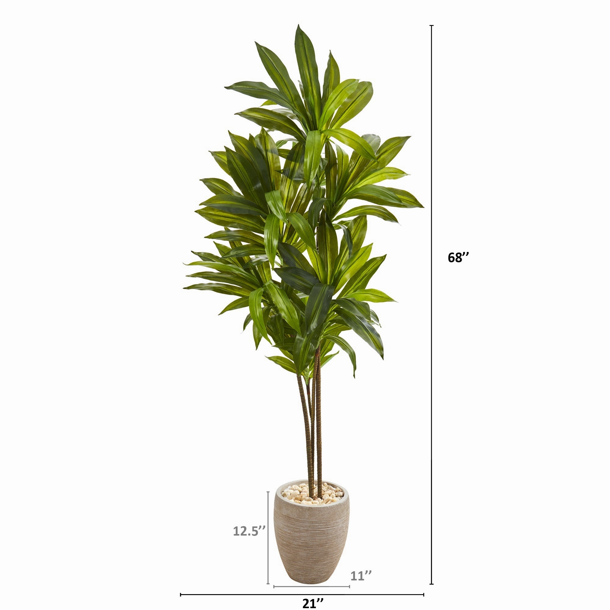 Dracaena Artificial Plant in Sand Colored Planter (Real Touch) 68"