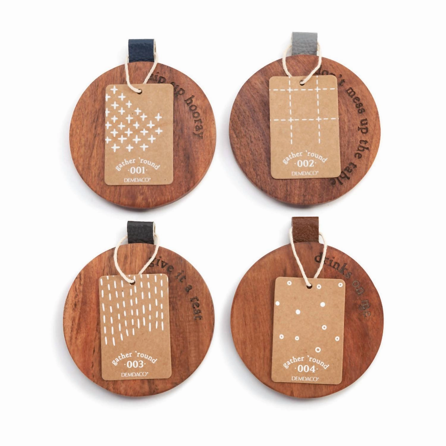Drink Wood Coaster Set In Brown