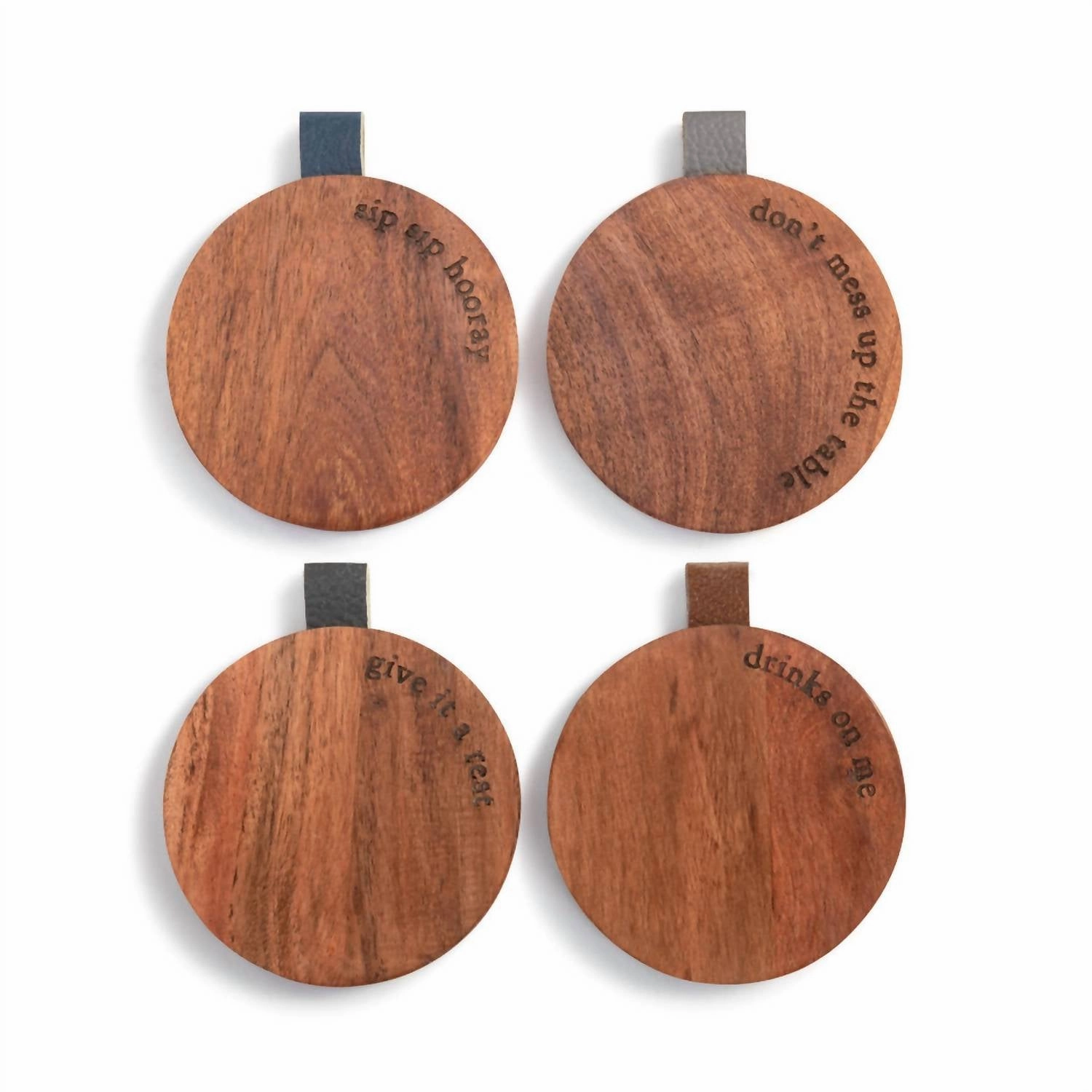Drink Wood Coaster Set In Brown