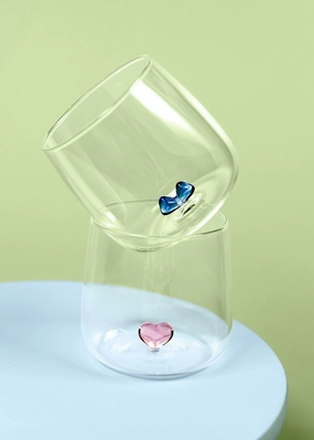 Drinking glass with embossed heart - 480 ml Kitchen Tableware at affordable prices