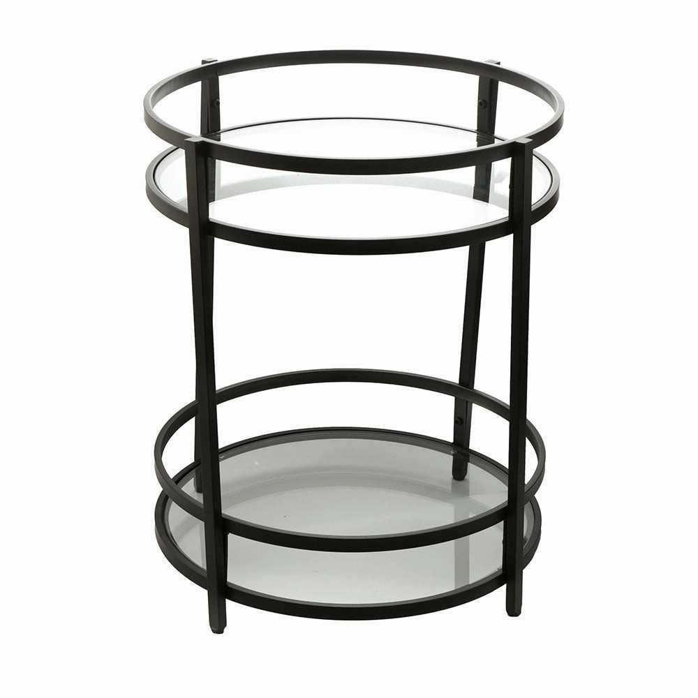DRINKS TROLLEY Iron/Glass Matte Black 74.5x55cm Barware sale online