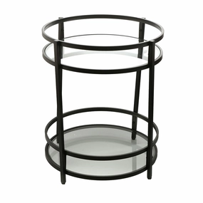 DRINKS TROLLEY Iron/Glass Matte Black 74.5x55cm Barware sale online