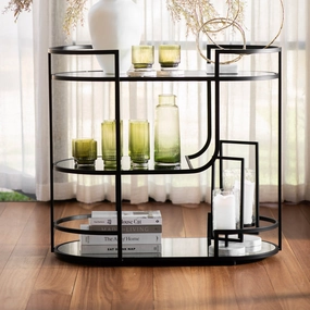 DRINKS TROLLEY Iron/Mirror Matte Black 83x84.5x47cm Barware sale online