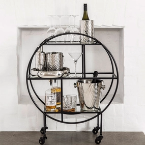 Drinks Trolley Iron Round Black Barware sale online