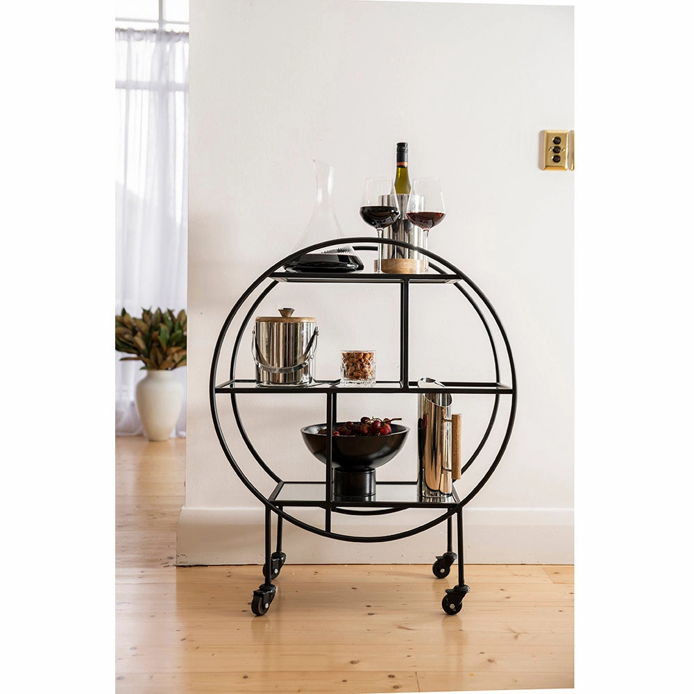 Drinks Trolley Iron Round Black