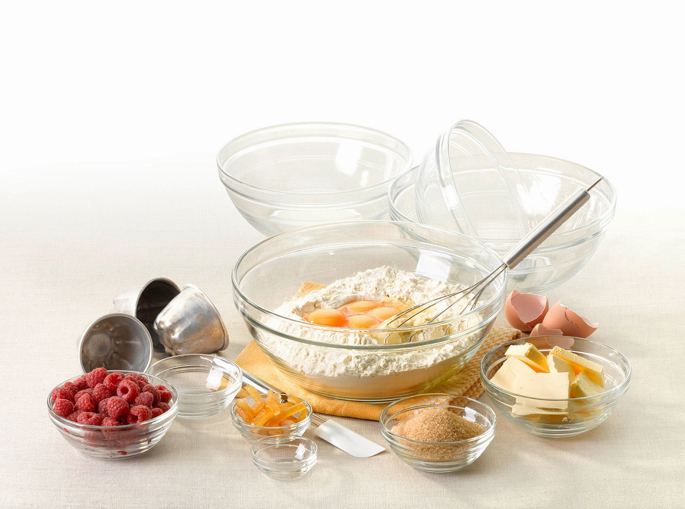 Duralex Made In France Lys Stackable Glass Bowl, Set of 4