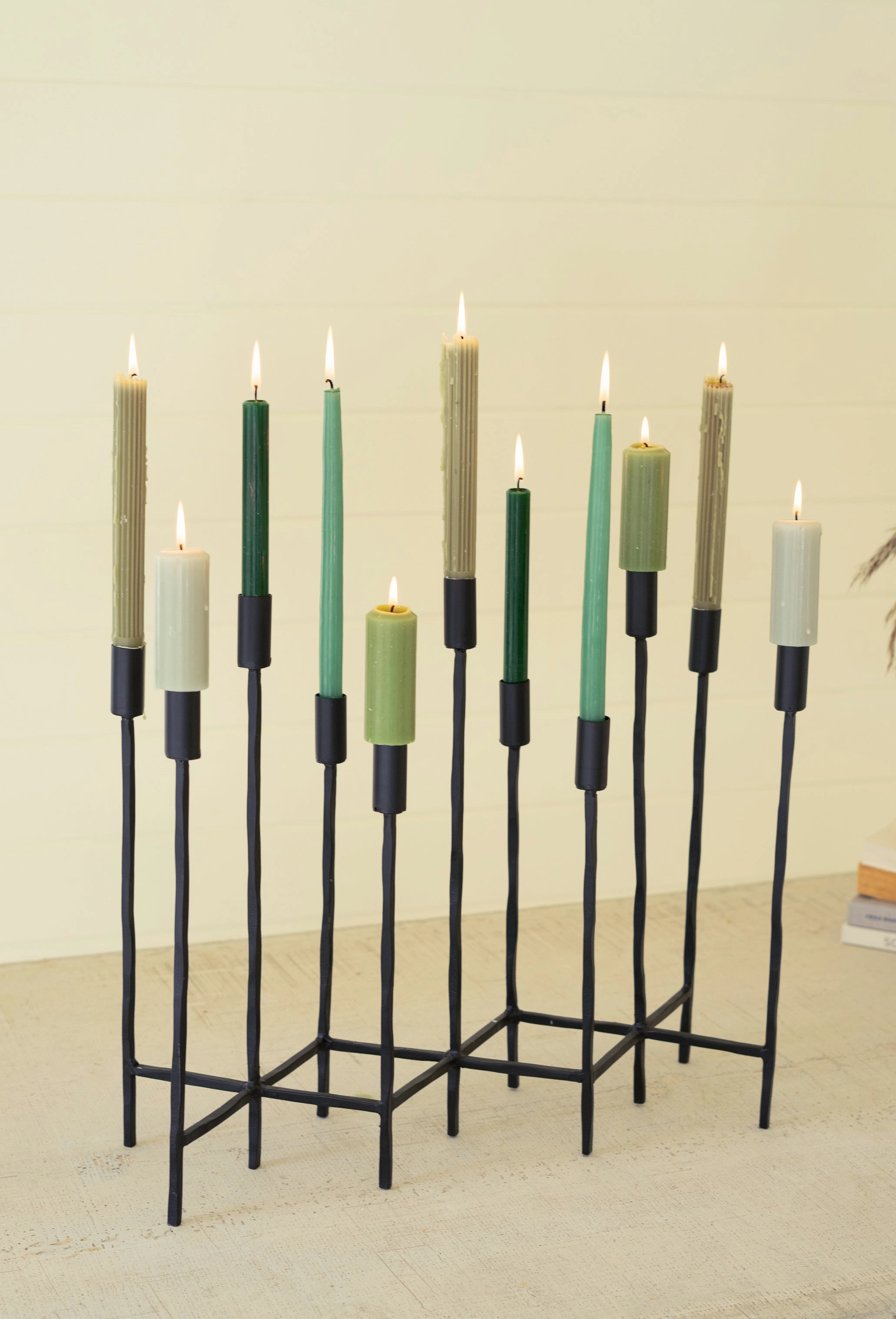 Eleven Forged Iron Taper Candelabra Candle Holders discount collection