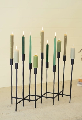 Eleven Forged Iron Taper Candelabra Candle Holders discount collection