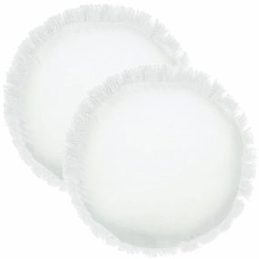 Elysian Round Cushion W/Fringing 45cm White Cushions for home decor deals