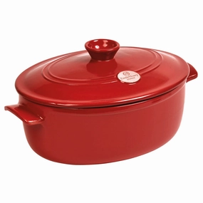 Emile Henry Flame 6.3 Quart Oval Stewpot Dutch Oven Bakeware online promo