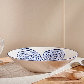 Eshani Serving Bowl, D34.5cm, Indigo Serveware Good quality and affordable