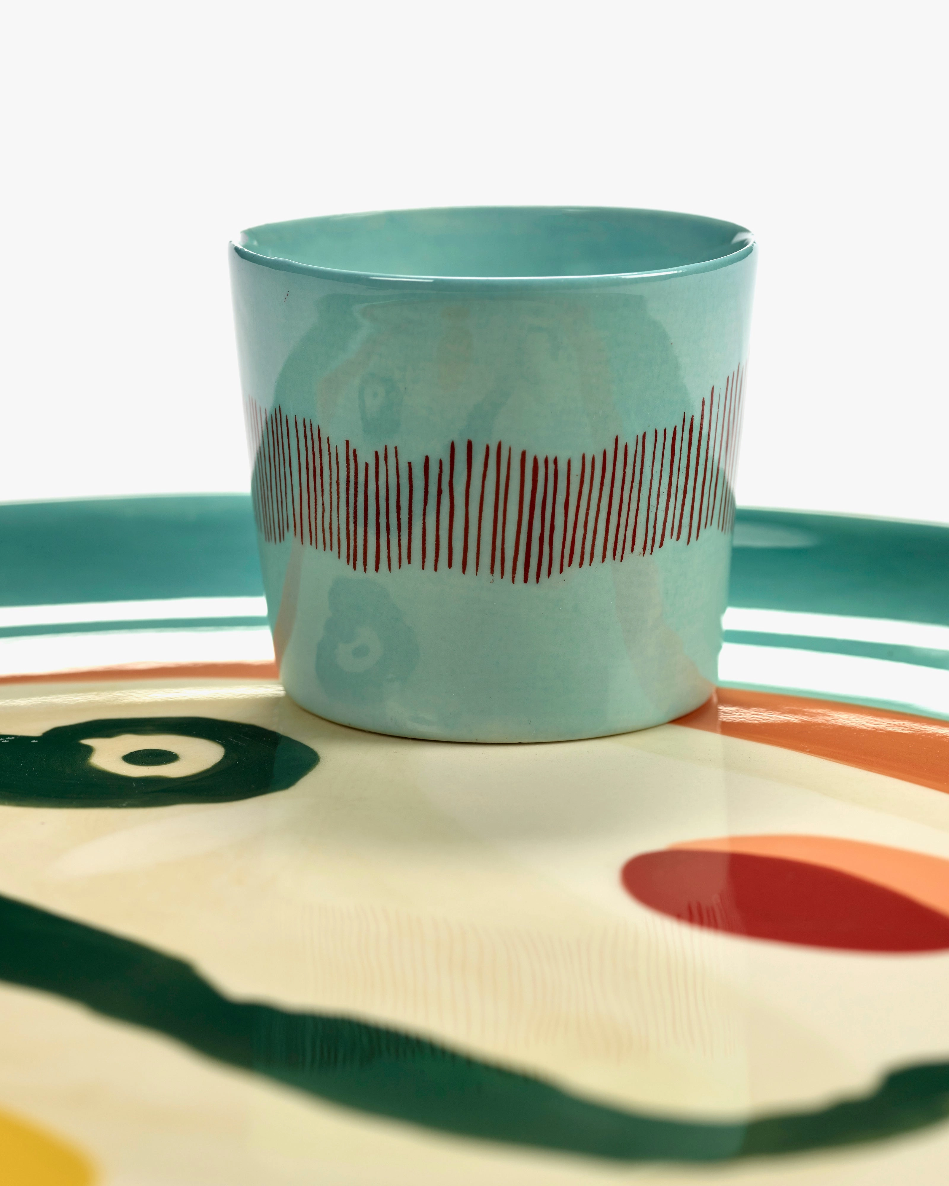 Espresso cup 5.07 OZ azure - red stripes Feast