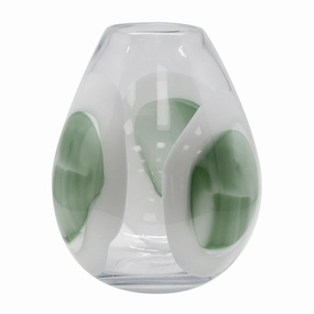Ether Glass Green White Circle Vase Lge Cheap Vases for home