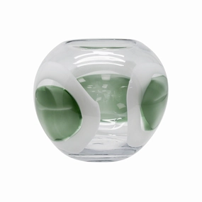 Ether Glass Green White Circle Vase Sml Cheap Vases for home
