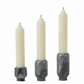 Etta Gray Marble Candle Holder Set/3 Candle Holders discount collection