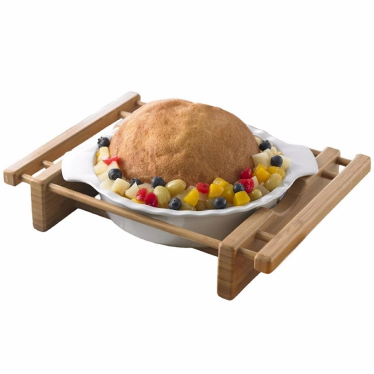 EVCO International 73457 BAMBOO & STONEWARE Grand Buffet 10 in. Pie Pan Bakeware Dish with Bamboo Cradles Bakeware online promo