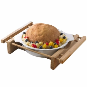 EVCO International 73457 BAMBOO & STONEWARE Grand Buffet 10 in. Pie Pan Bakeware Dish with Bamboo Cradles Bakeware online promo