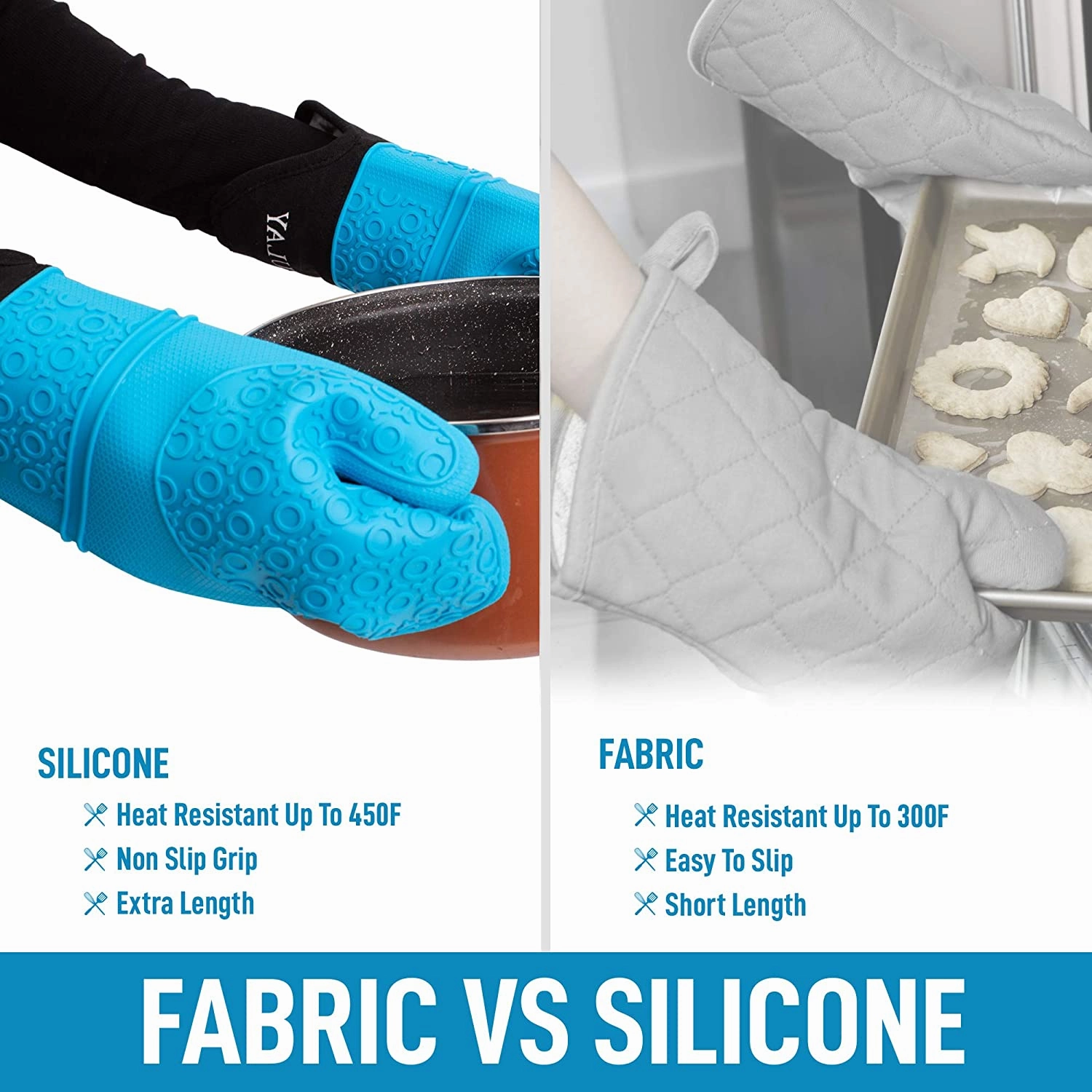 Extra Long Silicone Oven Mitts