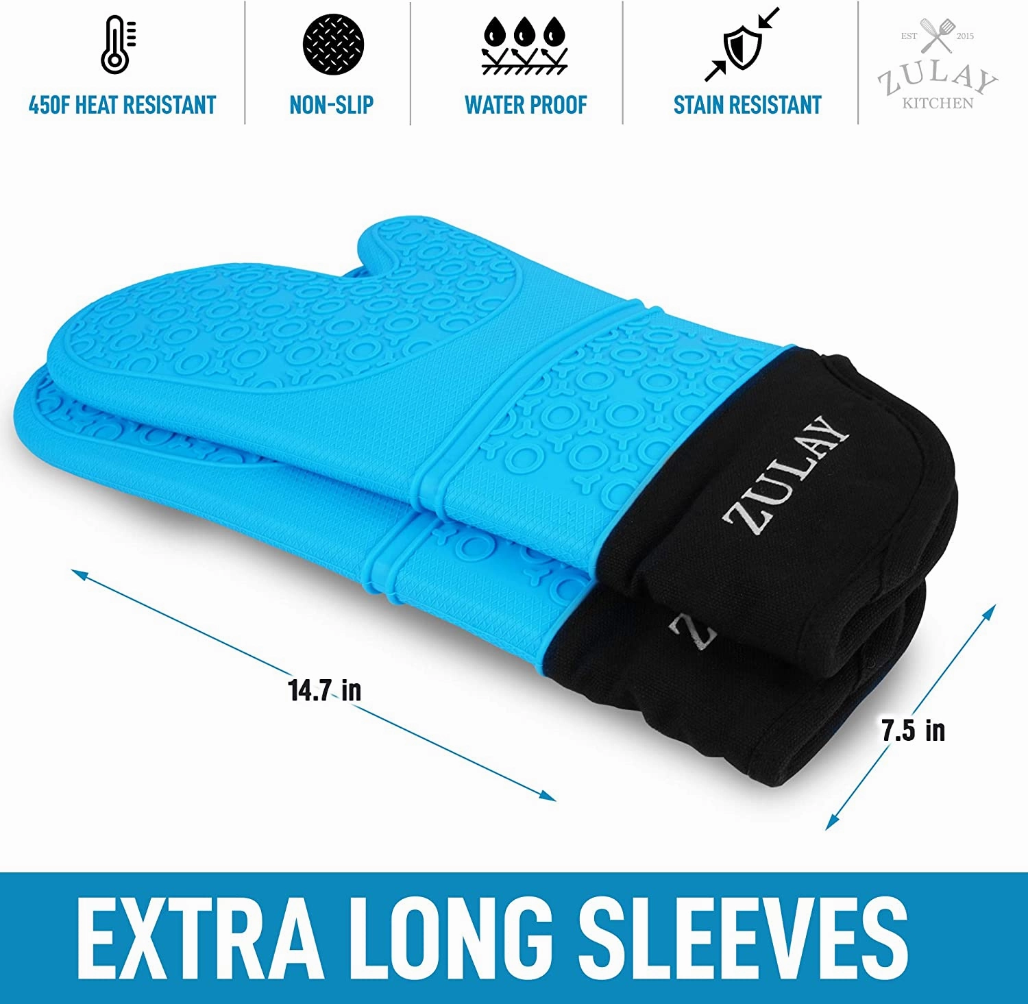 Extra Long Silicone Oven Mitts