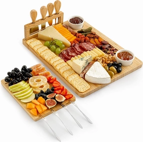 Extra Thick Bamboo Charcuterie Board Set with 4 Piece Knife Set Cooking Tools & Accessories hot price
