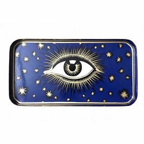 Eye Rectangular Handpainted Iron Tray 32 x 17cm, Midnight Blue Serveware Good quality and affordable
