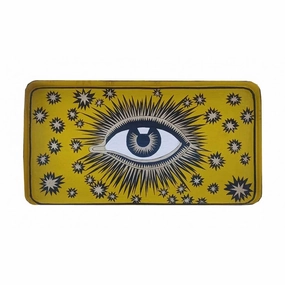 Eye Rectangular Handpainted Iron Tray 32 x 17cm, Yellow Serveware Good quality and affordable