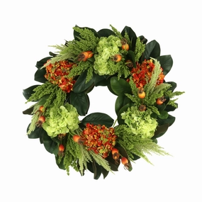 Fall Wreath w/ Hydrangea, Heather, and Berries Faux Florals home florals discount