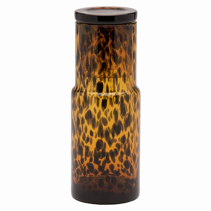 Faro Cylinder Hand Blown Glass Carafe (Tortoise Shell)