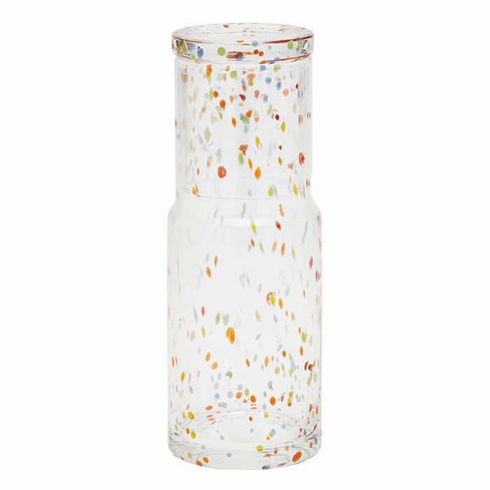 Faro Cyllinder Hand Blown Glass Carafe (Clear/Multicolor Dots) Drinkware best price