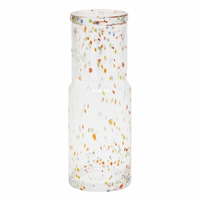 Faro Cyllinder Hand Blown Glass Carafe (Clear/Multicolor Dots) Drinkware best price