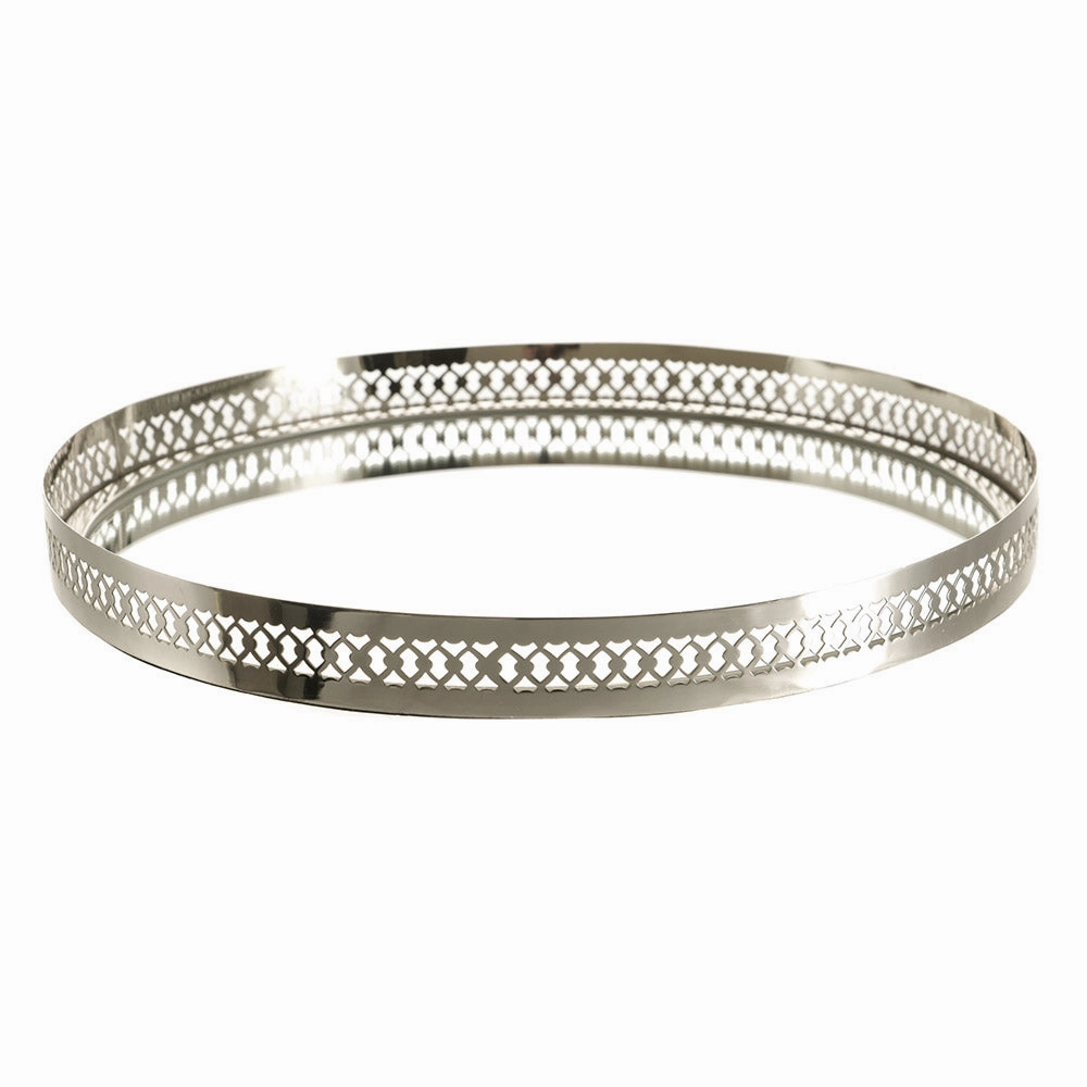 Filigree Tray Round Etched Nickel 40cm