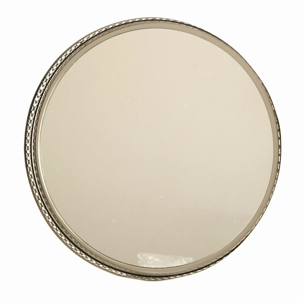 Filigree Tray Round Etched Nickel 40cm