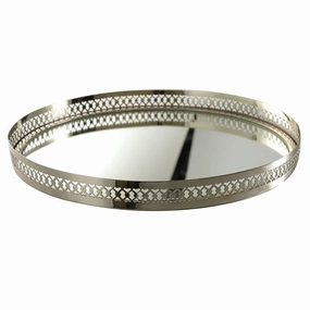 Filigree Tray Round Etched Nickel 40cm Barware sale online