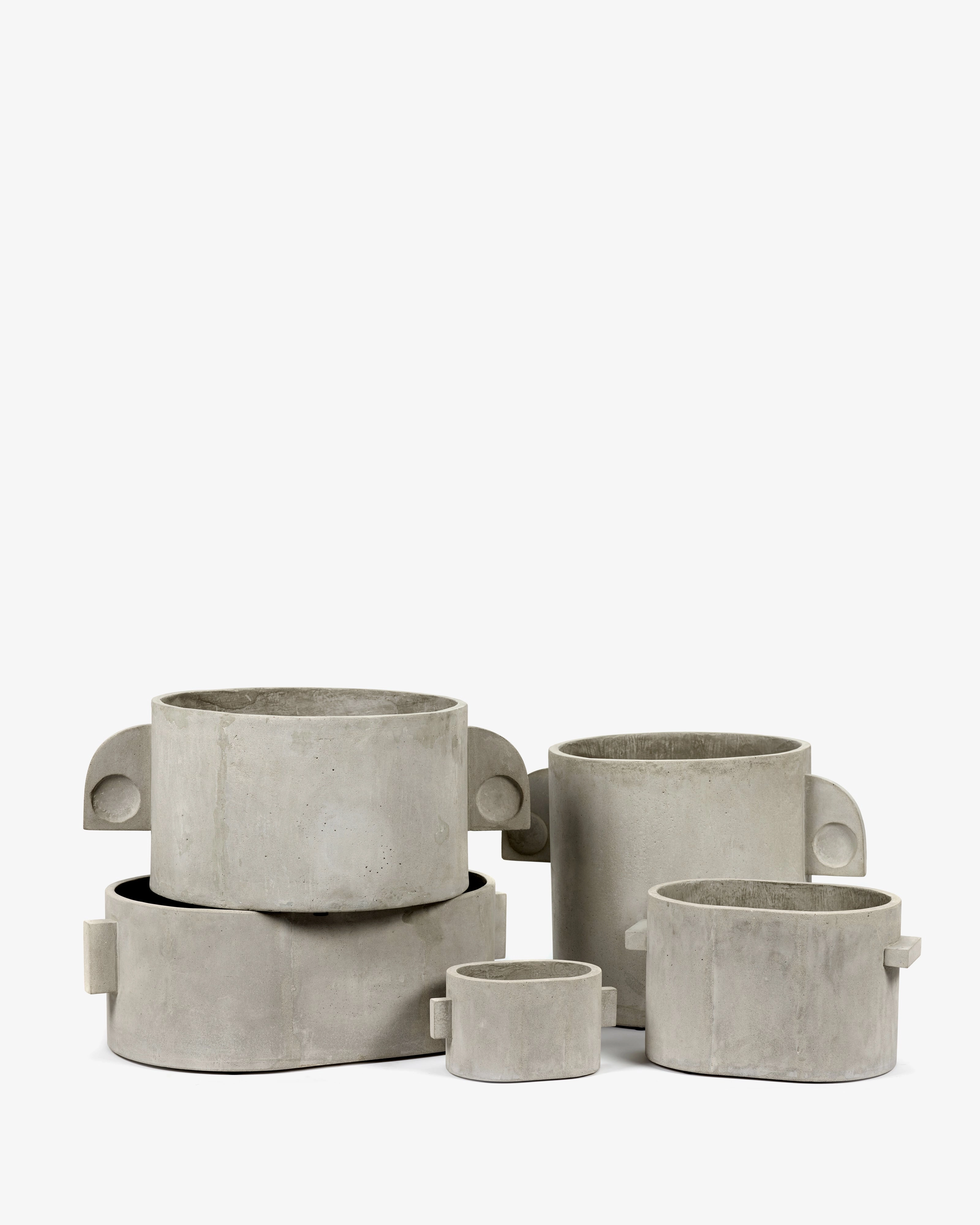 Flowerpot art deco oval grey